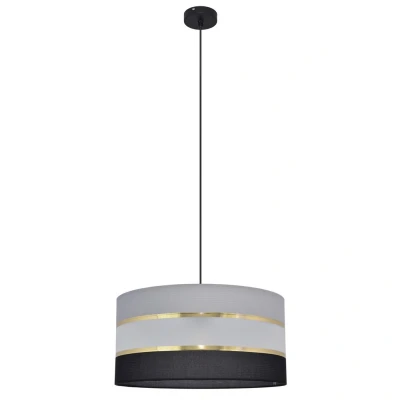 Image of Helen Cylindrical Pendant Ceiling Light Black, Gold, Grey 40cm
