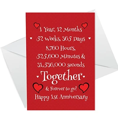 Image of Funny 1st Anniversary Card Husband Wife Boyfriend Girlfriend For Him Her
