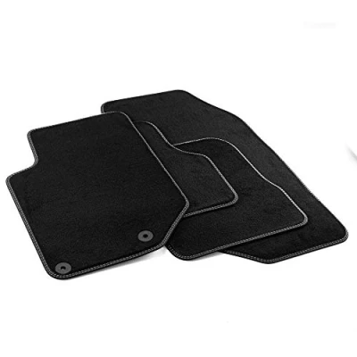 Image of MDM PRO 8555 Floor Mats for Peugeot 208 2019&gt; / Corsa F 10.2019&gt; 3 Crossback 2019 Velour Faux Leather Edges and Double Quilted Seam Chrome Stitching