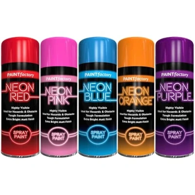 Image of Classic Signature Neon Spray Paint 200ml Aerosol Fluorescent Bright Graffiti (Banksey) Matt Finish (Orange, Blue, Purple, Pink, Yellow,Green)