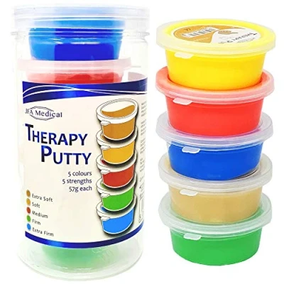 Image of JFA Medical Therapy Exercise Putty 5 Strengths Extra Soft, Medium, Firm, Firm 57g Tubs