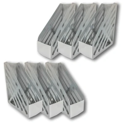 Image of Deflecto Pack of 6 Essential Range Maxi Magazine File Holder Grey Desk Organiser
