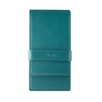 Image of DiLoro Leather Quad Pen Case Pencil Pouch Holder for Four Fountain Ballpoint Rollerball Pens and Pencils (Nappa Turquoise)