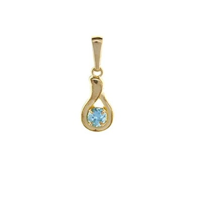 Image of Funkyrox 9ct Yellow Gold curl shape teardrop with real sky blue topaz stone pendant/without chain