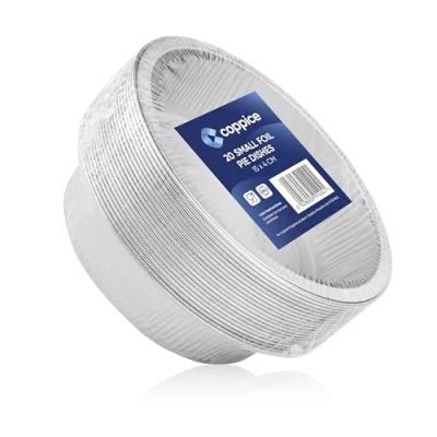 Image of Coppice Strong Small Aluminium Foil Pie Dish for Baking, Serving &amp; Food Storage 15cm x 4cm Freezer, Microwave Oven Safe (20)