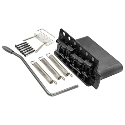 Image of Wilkinson WVC SB 54mm 6 Hole Vintage Steel Saddles Guitar Tremolo Bridge with Full Solid Block for USA Strat and Japan Strat, Black