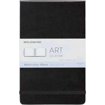 Image of Moleskine Art Collection Watercolor Album, Drawing Pad, Paper Suitable for Watercolours and Watercolour Pencils, Black, Large 13 x 21 cm, 72 Pages