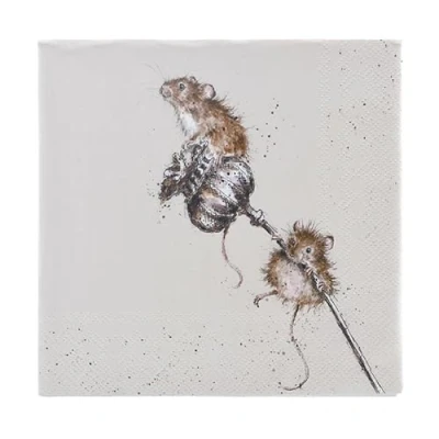 Image of Wrendale Designs Pack of 20 Lunch Size &#039;Country Mice&#039; Mice Napkins