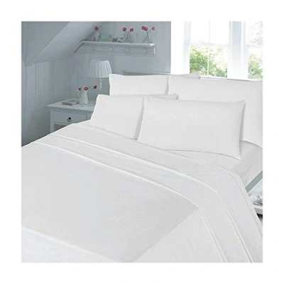 Image of 100% Egyptian Cotton Flat Sheet 200 Thread Count King Size Bed Plain Dyed Bedding, White)