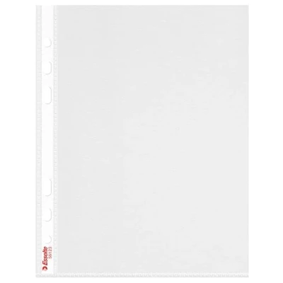 Image of Esselte Quality Punched Pocket, Pack of 100, Holds up to 20 A5 sheets, Transparent, Matte, 85 Micron PP Material, 56123