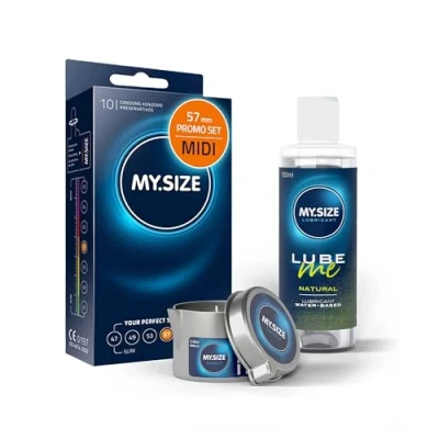 Image of MY.SIZE Value Pack Condoms 57 mm, of 10 + Natural Lubricant 100 ml Massage Candle