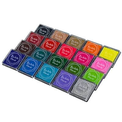 Image of CIOUYAOS 20 Colors Ink Pad, Non Toxic Washable Fingerprint Stamp Pad Set, Rainbow DIY Craft Rubbers for Kids Card Making, Scrapbooking Stamping Supplies (20 Pack)