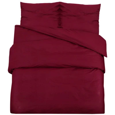 Image of vidaXL Duvet Cover Set Bordeaux 155x220 cm Light weight Microfiber