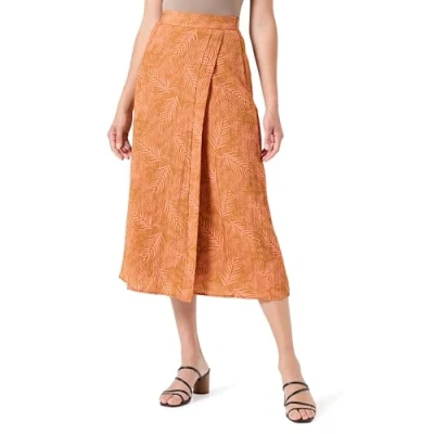 Image of Vila Women&#039;s Vilimia Kiw H/W Midi Skirt, Cathay Spice/AOP:kiw, 12