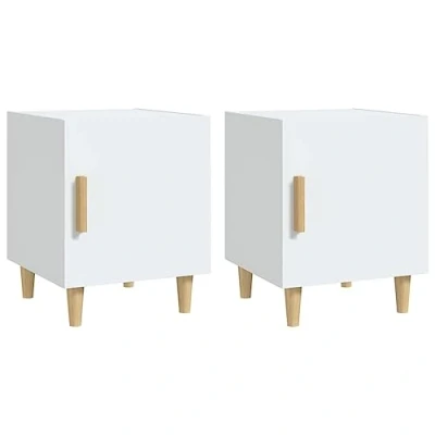 Image of vidaXL 2x Bedside Cabinets Bedroom Furniture Nightstand Side End Table Telephone Stand Bed Drawer Cabinet with Storage White Engineered Wood