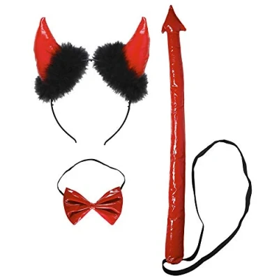 Image of Red Vinyl Devil Dress Up Set Accessory for Halloween Lucifer Satan Fancy