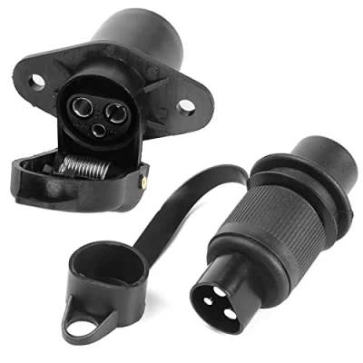 Image of AGRISHOP 12 V 3 Pin Trailer Plug Socket Male Female Wiring Connector Adapter For Rv Caravan Tractor Truck Van Towbar Towing