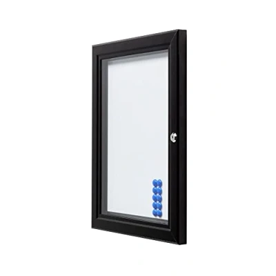 Image of Deflecto A3 Magnetic Lockable Message Whiteboard Display Case Black Office Weekly Planner Board for Wall Notice Monthly