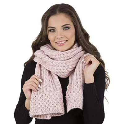 Image of Vivisence Trendy Women&#039;s Scarf Perfect for Cold Winter Days Suitable Casual and Elegant Outfits Made from Wool Blend Maximum Warmth Comfort, Powder Pink,UNI