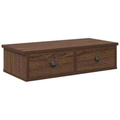 Image of vidaXL Wall Shelf with Drawers Brown Oak 60x25x15 cm Engineered Wood Versatile Floating Storage for Living Room &amp; Bedroom
