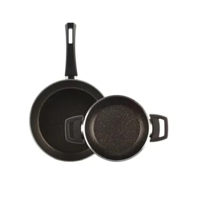 Image of KARACA Biogranite Induction Pan Set, 2 Piece, Frying &amp; Shallow Pan, Black Gold