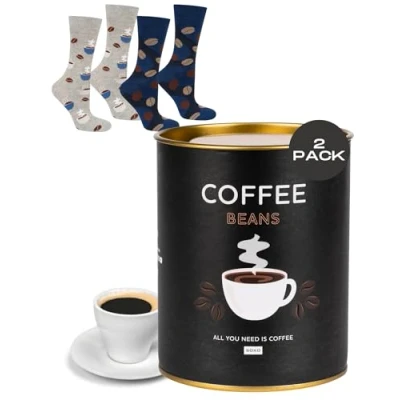 Image of soxo Coffee Men Socks Funny Ladies Gift Ideas Long Womens Sock Men&#039;s Funky Gifts 2.5 6.5 Beans 2 Pairs