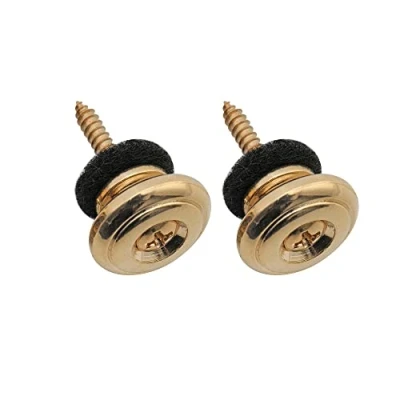 Image of Musiclily Pro 17mm Large Round Zinc Alloy Strap Buttons End Pins for Electric Acoustic Classical Guitar Ukulele, Gold (Set of 2)