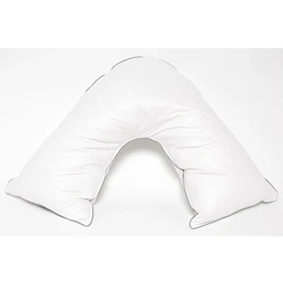 Image of AmigoZone Luxury V Shape Orthopaedic Non Allergenic Duck Feather &amp; Down Pillow Neck Suport/Nursing/Maternity/Pregnancy Support (Duck Down, 1 x Pillow)