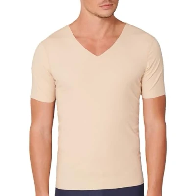 Image of Schiesser Men&#039;s Laser Cut V Neck Unterhemd Underwear, Skin Coloured, L/6