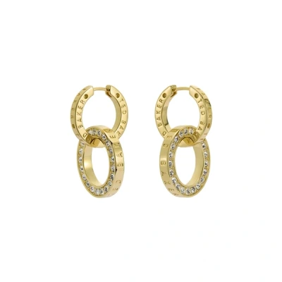 Image of Ted Baker Lina Double Link Crystal Drop Earrings for Women (Gold/Crystal)