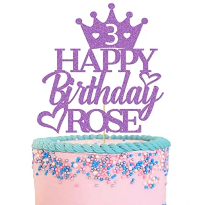 Image of GuteGifts Personalised Birthday Cake Topper for Girls Daughter Custom Crown Decoration with Any Name Age Multicolour Glitter 13th 16th 18th 21st Handmade in UK (Lilac)