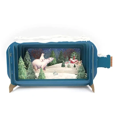 Image of Message In A Bottle Polar Bears The Snow Pop Up Christmas Card By Alljoy XMIB063