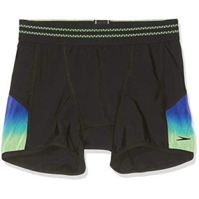 Image of Speedo Men Hydrosense Panel Aqua Shorts Black/Bright Zest/Chroma Blue, Size 28