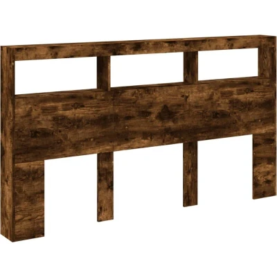 Image of vidaXL Headboard Cabinet with LED Smoked Oak 180x17x102 cm