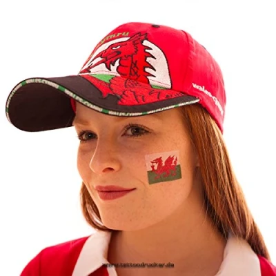 Image of 10 x Wales Flag Tattoo Fan Set European Championship 2021 Temporary Body (10)
