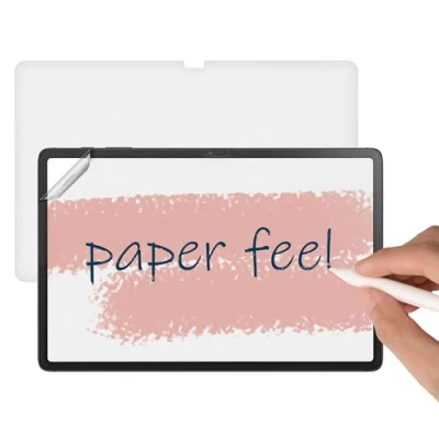 Image of kwmobile Paper Feel Screen Protector Compatible with Samsung Galaxy Tab S7 FE Fingerprint Scratch Resistant Like For Writing and Sketching