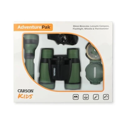 Image of Carson HU 401 AdventurePak Featuring 30mm Binoculars and Outdoor Accessories, Green