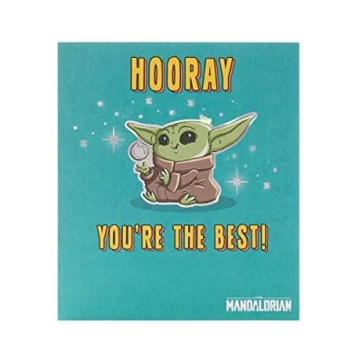Image of Disney The Mandalorian Birthday or Any Occasion Greeting Card With Envelope Blank Inside Funny Design Hooray You&#039;re Best