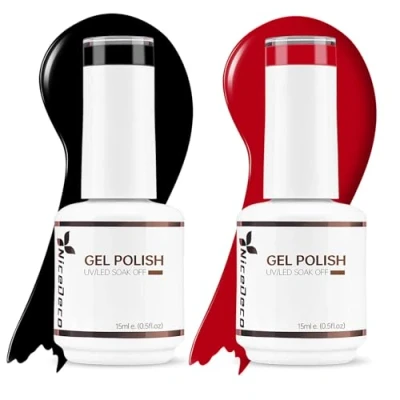 Image of Nicedeco Hema free Gel Nail Polish Set, 2x15ml UV/LED Soak Off Art Manicure Pedicure, Salon &amp; Home Use Long Lasting Easy to Apply Kit4