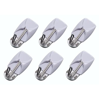 Image of Amtech W8306 6 Piece Small, Removable self Adhesive Metal Hook Set (2.1cm x 3cm)