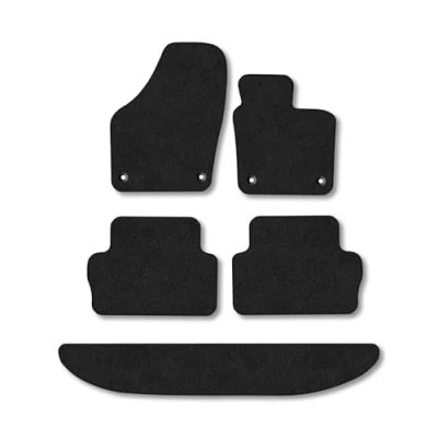 Image of Car Mats Compatible with VW Sharan (2010+) Tailored Fit Black Carpet Floor Set Accessory Custom 4 Pieces Anti Slip Backing &amp; Binding Trim Edge