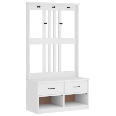 Image of vidaXL Hall Tree SANDNES White 87x40x159.5 cm Solid Wood Pine