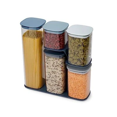 Image of Joseph 5 piece Podium Airtight Kitchen Food Storage Jar Container Set with Stand, Editions Blue