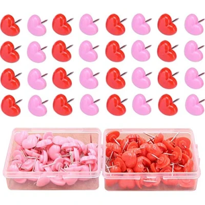 Image of 100pcs Heart Push Pins Cute for Pinboard Thumb Tacks Cork Board Board,Drawing Notice Home School Office