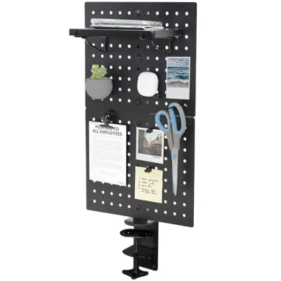 Image of VIVO Steel Clamp on Desk Pegboard, 12 x 20 inch Privacy Panel, Magnetic Peg Board, Office Accessory Organizer, Above or Under Placement, Black, PP DK12B