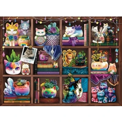 Image of Ravensburger Cats and Succulents 500 Piece Jigsaw Puzzle for Adults 12000874 Handcrafted Tooling, Made in Germany, Every Fits Together Perfectly