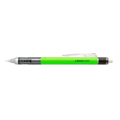 Image of Tombow Mechanical pencil MONO graph 07 neon green 0.7 mm line width, HB, integrated refillable eraser [SH MG63 R7]