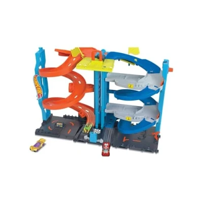 Image of Hot Wheels City Racetrack, Transforming Race Tower, 2 in 1 Tower Mode or for Single Dual Racing, Includes Toy Car 1:64 Scale, Toys Ages 3 and Up, One Pack, HKX43