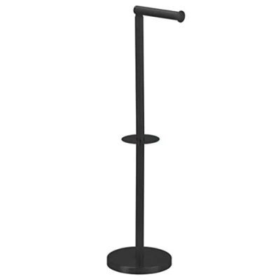 Image of MSV Toilet Roll Holder Stand 15 x 60 cm Independent Stainless Steel Look Matte Black