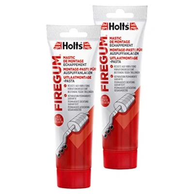 Image of Holts 2 x exhaust system, mounting paste, Firegum tube, car care, pipe connection, gas tight, heat resistant, 150 g, 204204